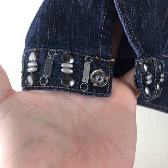 EUC Ruby Rd. Size 10 Jean Jacket Coat 3/4 sleeve Bling Detail - Picture 4 of 5